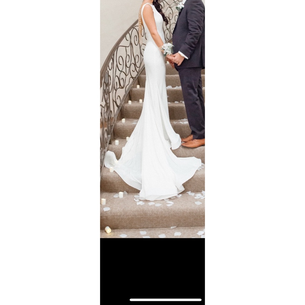 Ivory Jovani open back jersey gown